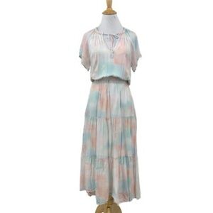 Cloth and Stone (Anthropologie)- Pink and Blue Tie Dye Midi Dress. Size - small
